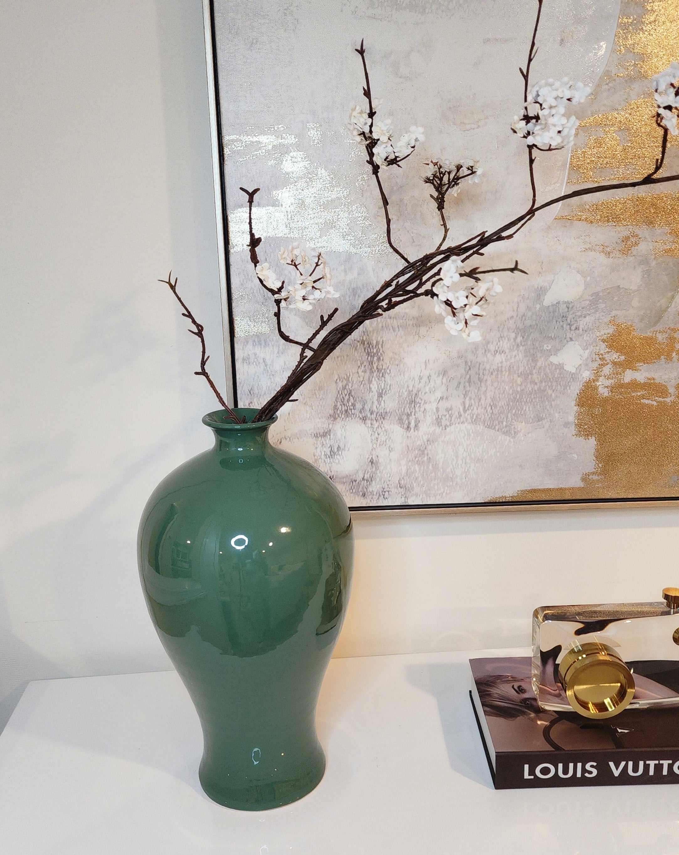 Olive Curvy Ceramic vase