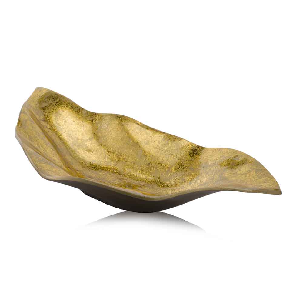 18" Gold Modern Wavy Aluminum Centerpiece Bowl-1