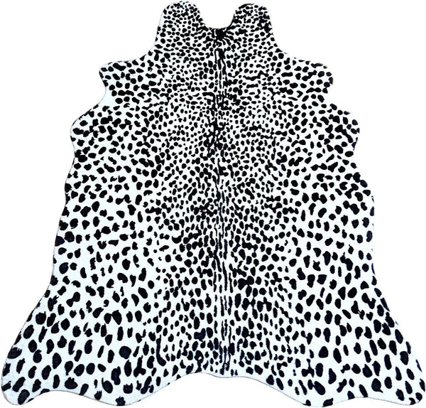 Black and White Leopard Print Accent Rug