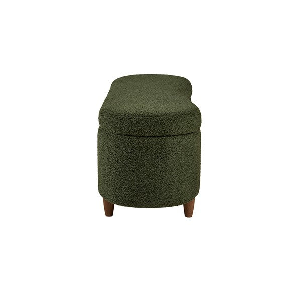 Bailey Boucle Flip Top Storage Bench Green