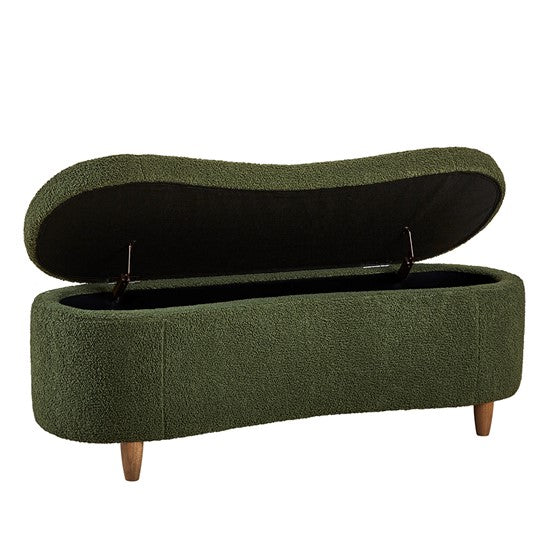 Bailey Boucle Flip Top Storage Bench Green