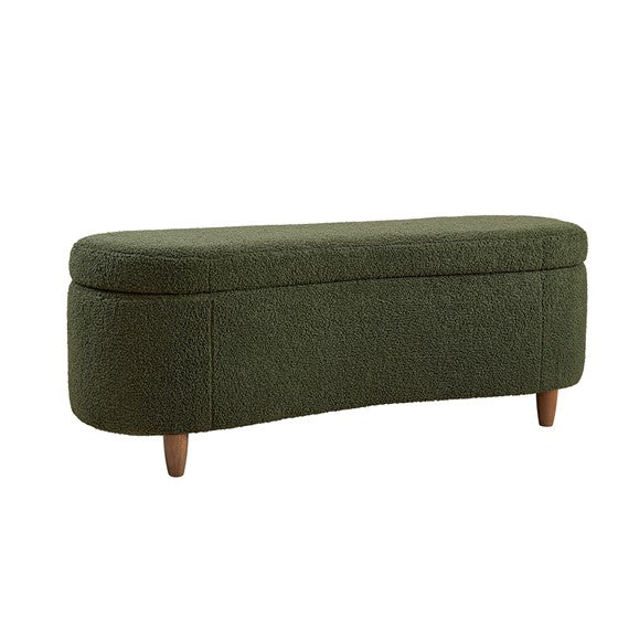 Bailey Boucle Flip Top Storage Bench Green
