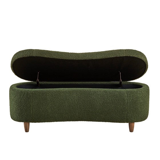 Bailey Boucle Flip Top Storage Bench Green
