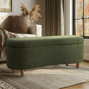 Bailey Boucle Flip Top Storage Bench Green