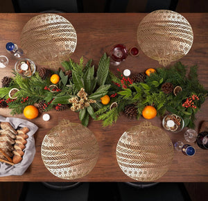 Christmas Gold Washable Round Ornament Place Mat