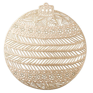 Christmas Gold Washable Round Ornament Place Mat