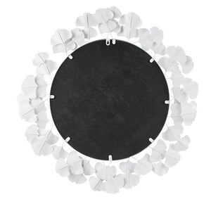 Eden White Gingko Leaf Round Wall Mirror