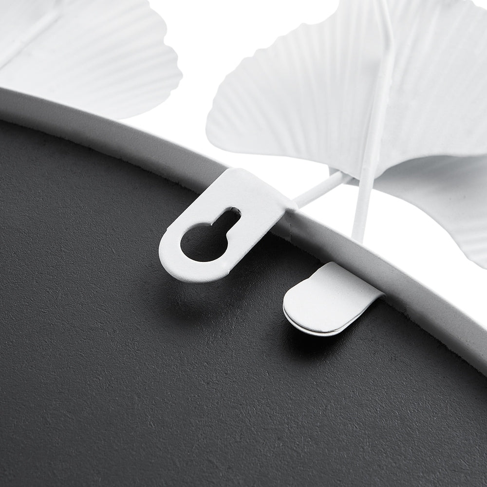 Eden White Gingko Leaf Round Wall Mirror
