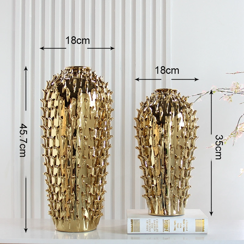 Embossed Luxury Ceramic Flower Vases Elegant Home Decor Ornament