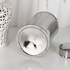 European Minimalism Style Flower Vase Silver Ginger Jar