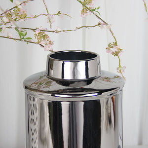European Minimalism Style Flower Vase Silver Ginger Jar