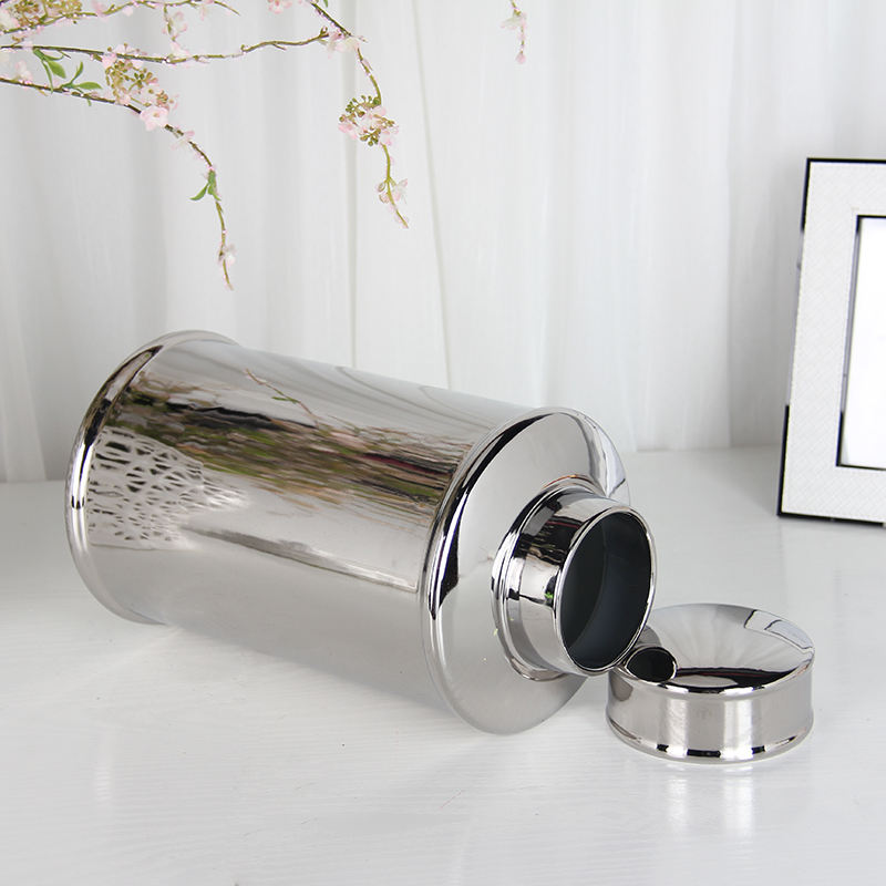 European Minimalism Style Flower Vase Silver Ginger Jar