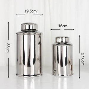 European Minimalism Style Flower Vase Silver Ginger Jar