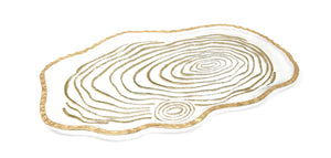 Glass Oval Tray Gold Grained