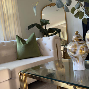 Green velvet pillow