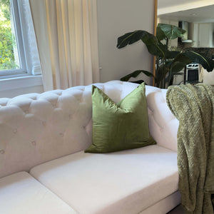 Green velvet pillow