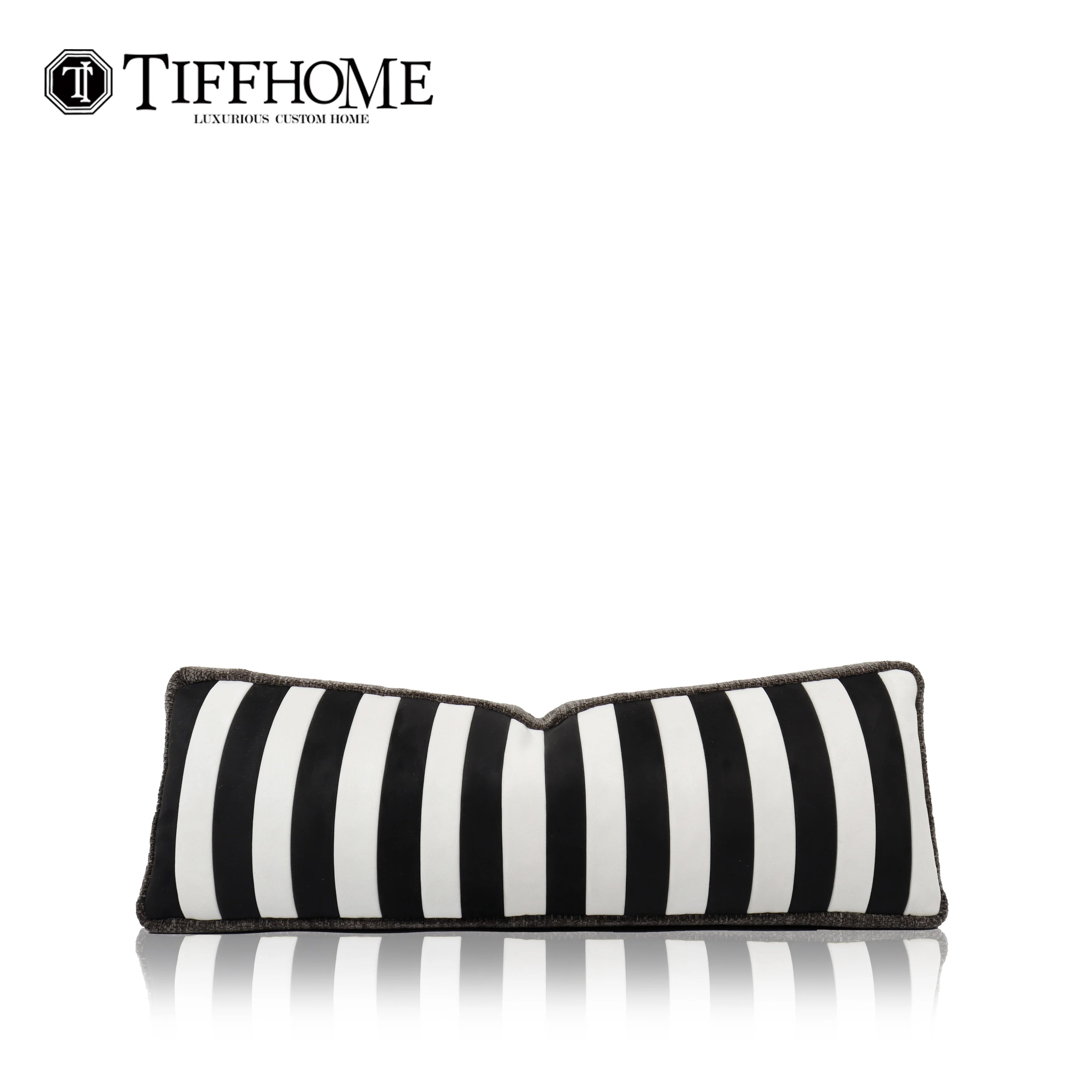 Geometric Stripes Waist Pillow Washable  Beige Brown Chic Sample for Living Room Sofa Wholesale