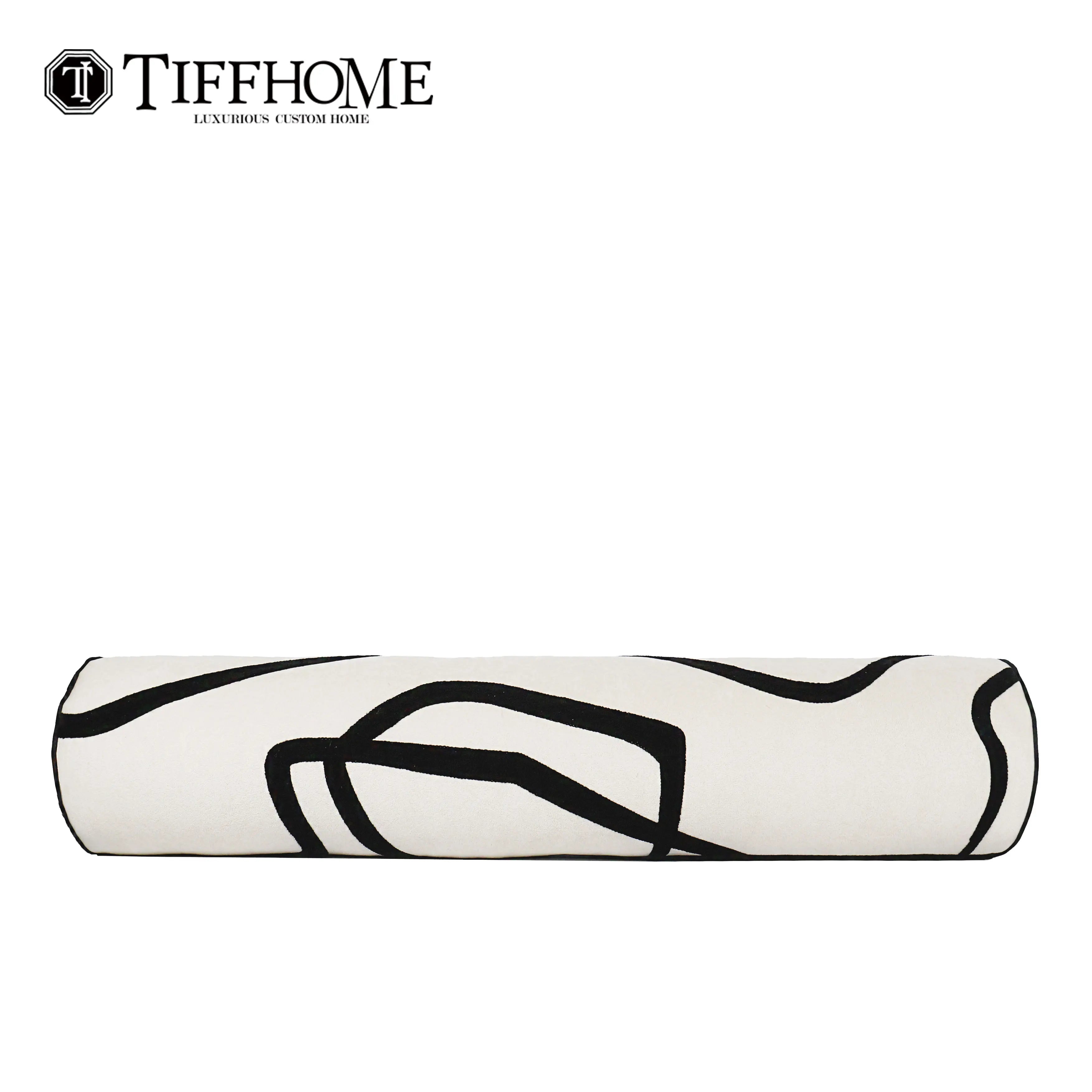 70*15cm Modern Cushion Cover Black and White Embroidered Candy Shaped with Irregular Lines New Product