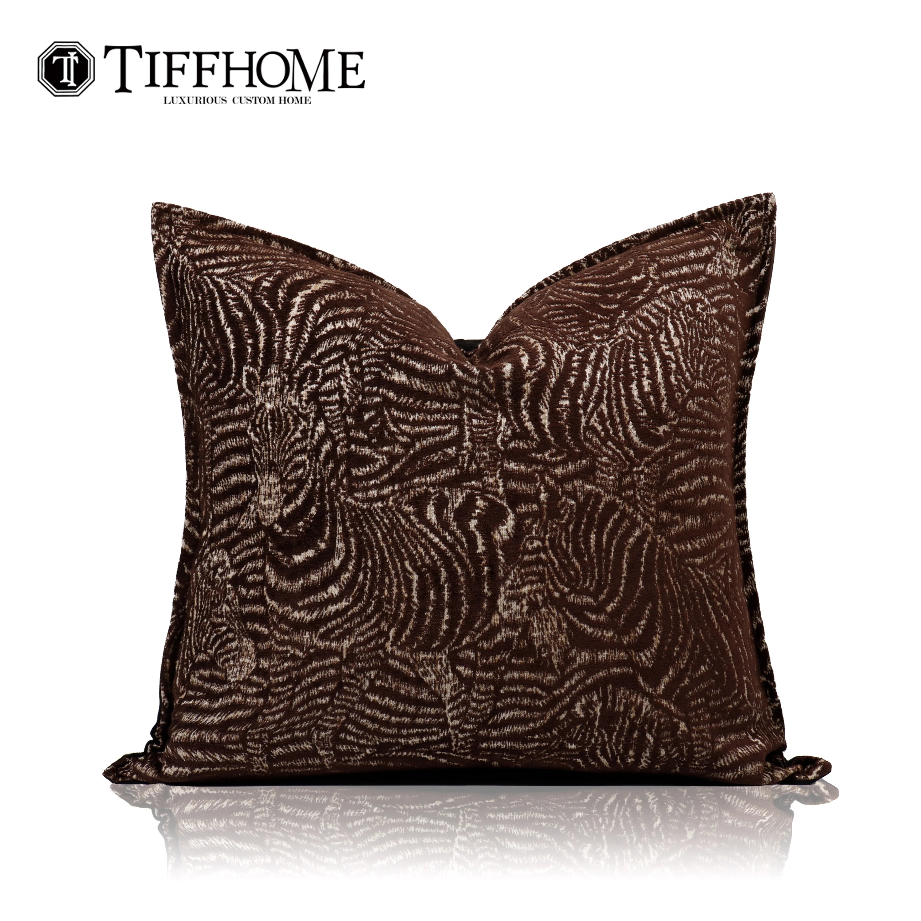 Dark Brown Zebra Square Cushion Covers Chic Designer Pillows Cushions Decorative Home Throw Pillow Covers