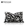Organic Beige and Black Waist Pillows Velvet Cozy Soft Cushion Covers Decorative Throw Pillow Covers for Home Decor