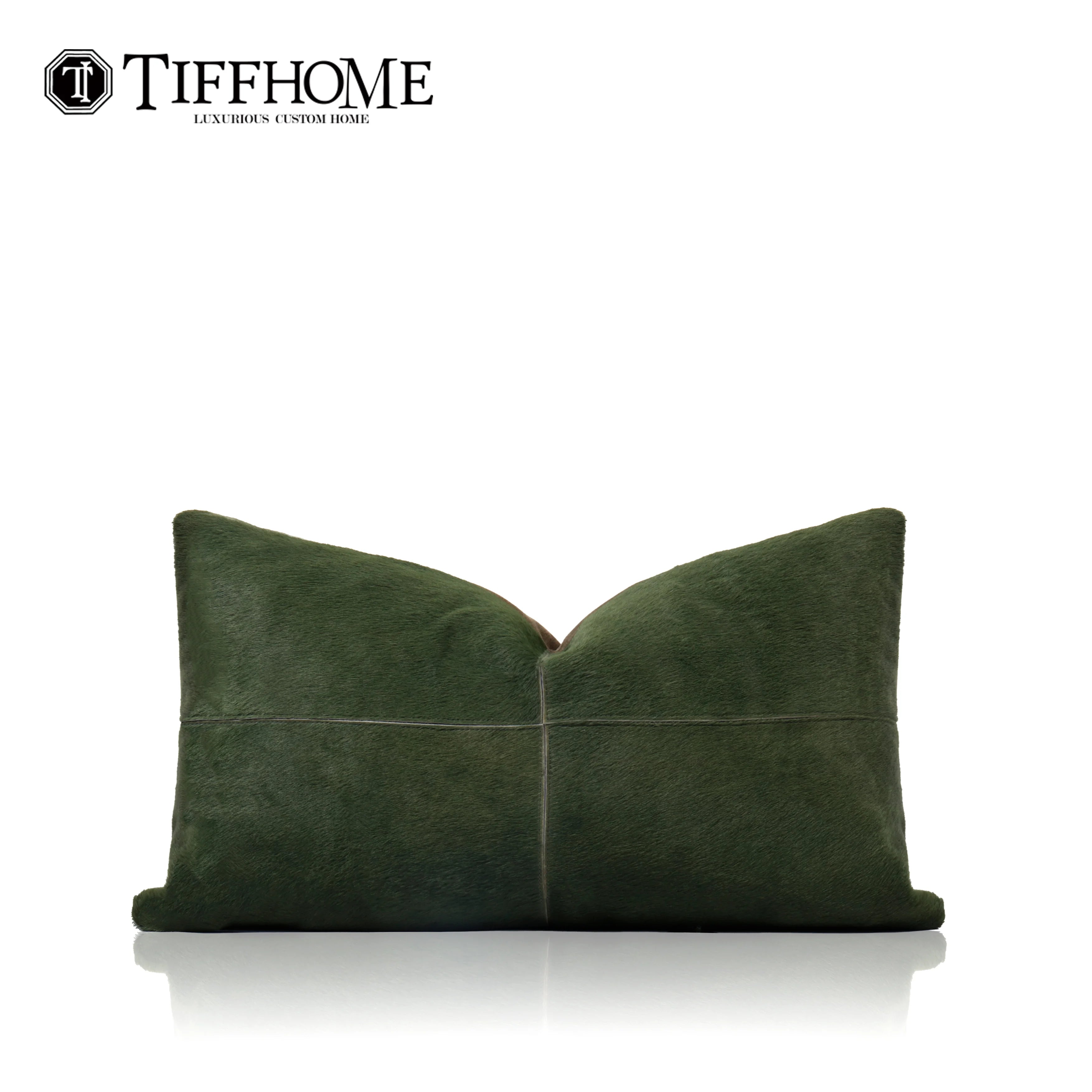 TIFFHOME Green Horsehair Organic Waist Pillows Luxury Home Decorative Pillows Cushions Sofa Couch Customized Cushion Covers