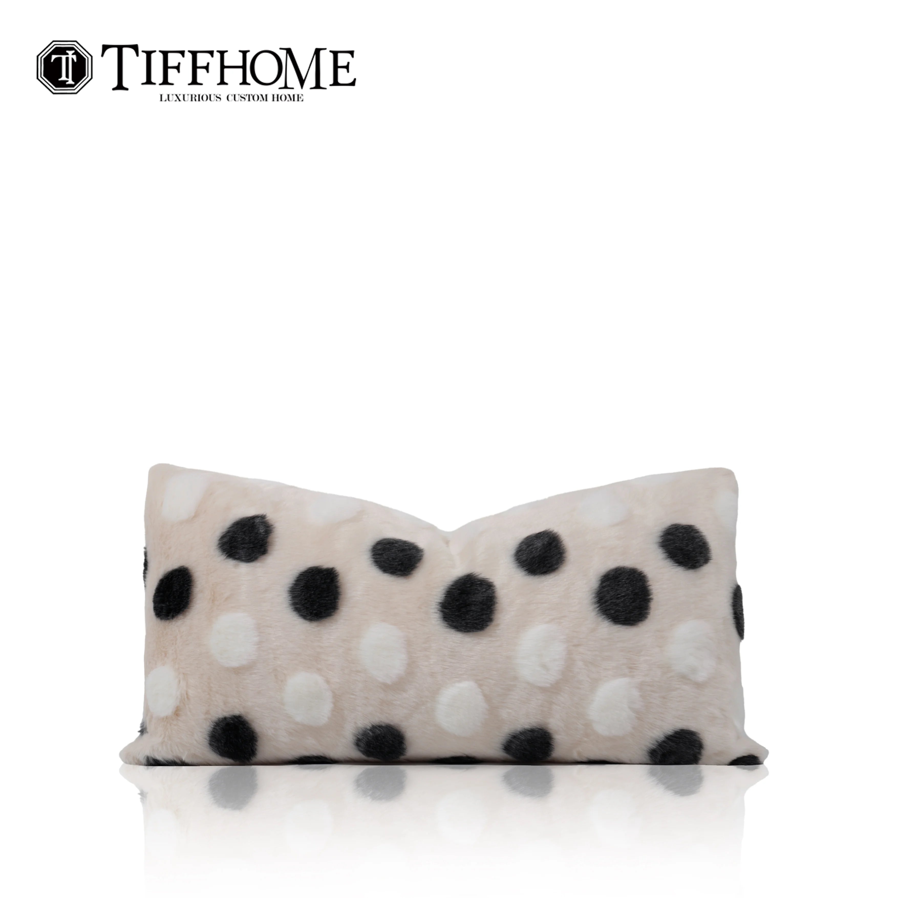 Black and White Polka Dot Plush Waist Pillow Cases Cushion Cases Chic Designer Decorative Organic Pillows Cushions