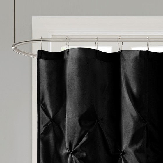 Laurel Tufted Semi-Sheer Shower Curtain Black