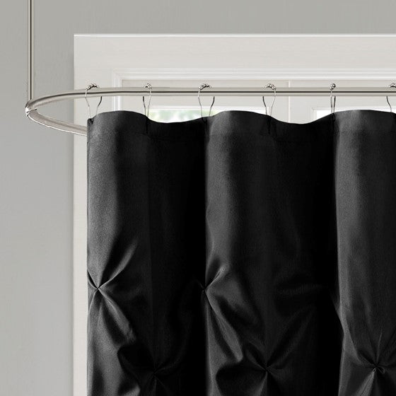 Laurel Tufted Semi-Sheer Shower Curtain Black