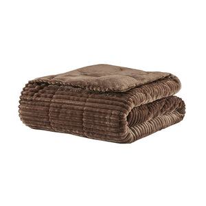 Luxury Corduroy Plush Down Alternative Brown Throw
