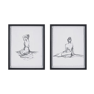 Madison Park Feminine Figures Sketch 2 Piece Framed Glass and Matted Wall Art Set