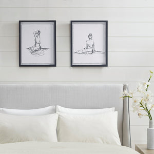 Madison Park Feminine Figures Sketch 2 Piece Framed Glass and Matted Wall Art Set