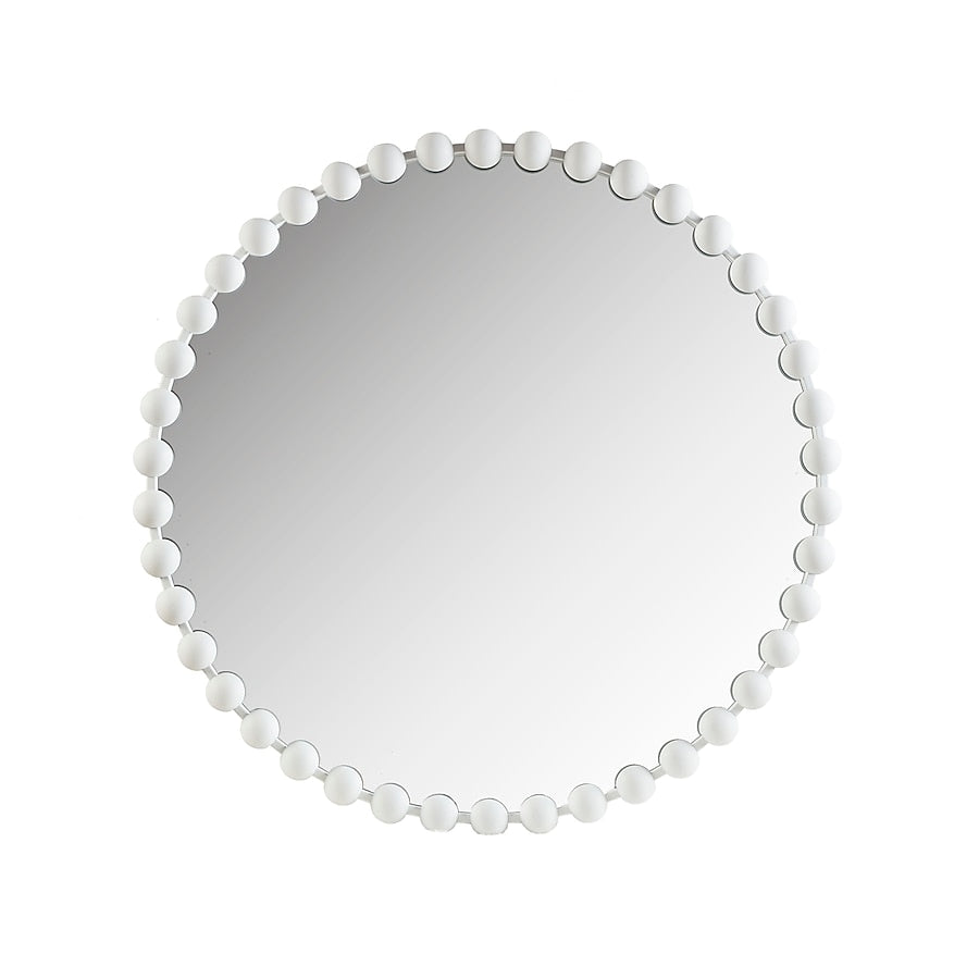 Madison Park Signature Beaded Round White Framed Wall Mirror