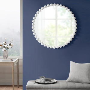 Madison Park Signature Beaded Round White Framed Wall Mirror