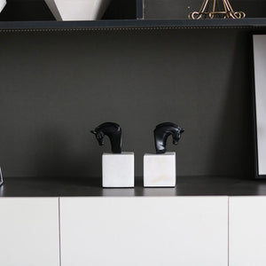 Marble Resin Bookends Horsehead Decorative Book Holder