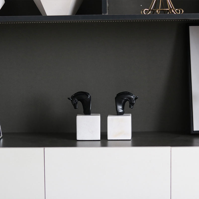 Marble Resin Bookends Horsehead Decorative Book Holder