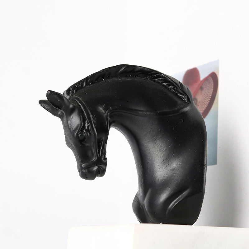 Marble Resin Bookends Horsehead Decorative Book Holder