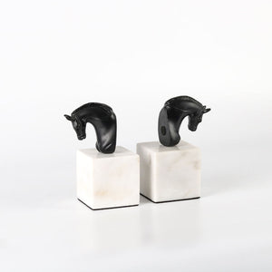 Marble Resin Bookends Horsehead Decorative Book Holder