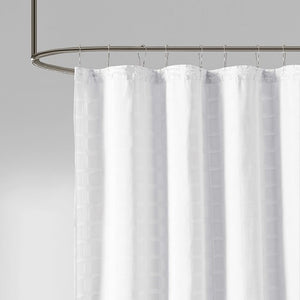 Metro Woven Clipped Solid Shower Curtain White