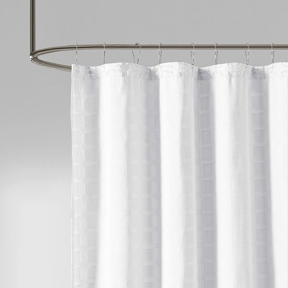 Metro Woven Clipped Solid Shower Curtain White