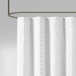 Metro Woven Clipped Solid Shower Curtain White
