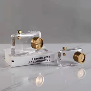 Modern Luxury Metal Camera Decor with Crystal Accents