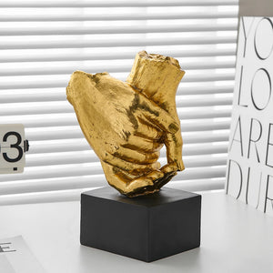 Resin Gold Hand in Hand Statue Creative Craft Sculpture for Home Decor
