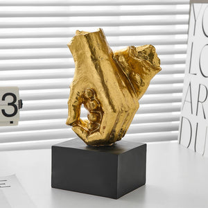 Resin Gold Hand in Hand Statue Creative Craft Sculpture for Home Decor