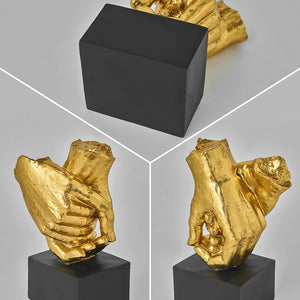 Resin Gold Hand in Hand Statue Creative Craft Sculpture for Home Decor