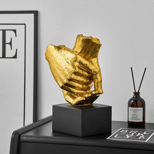 Resin Gold Hand in Hand Statue Creative Craft Sculpture for Home Decor