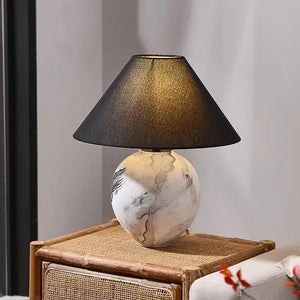 Retro Ceramic Jar Table Lamp with Linen Drum Lampshade