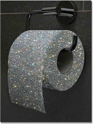 Toilet Roll Paper Glitter Diamond Canvas Art Bathroom Decor Print