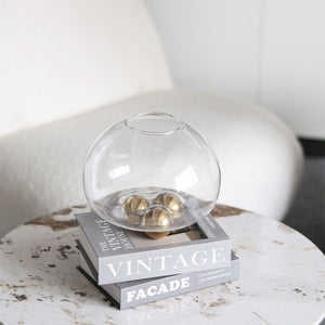 Vintage Round Transparent Glass Flower Vase