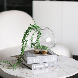 Vintage Round Transparent Glass Flower Vase