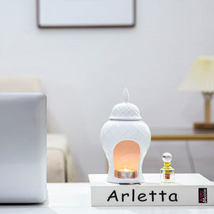 White Ceramic Ginger Jar Inspired Wax Melt Oil Burner